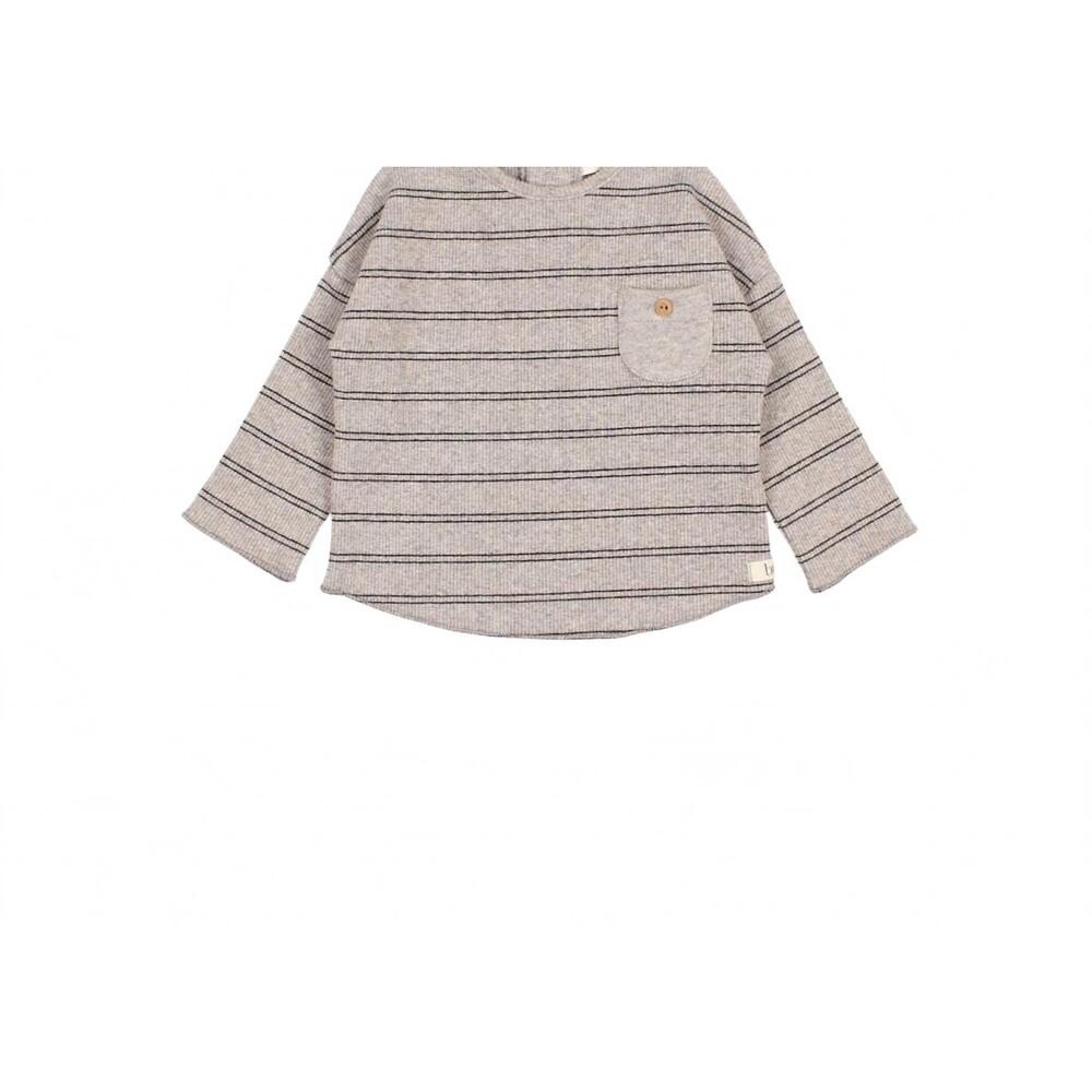 NEW BÚHO kid's soft rib shirt top in stone stripe
